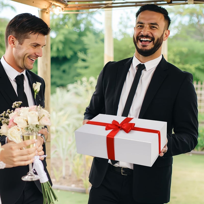 Ditwis 4 Pack 13.8x9x4.3 Inches Gift Boxes with Magnetic Closure Lids, White Magnetic Box for Wedding, Groomsmen Bridesmaid Proposal, Birthdays, Mother's Day - Image 5